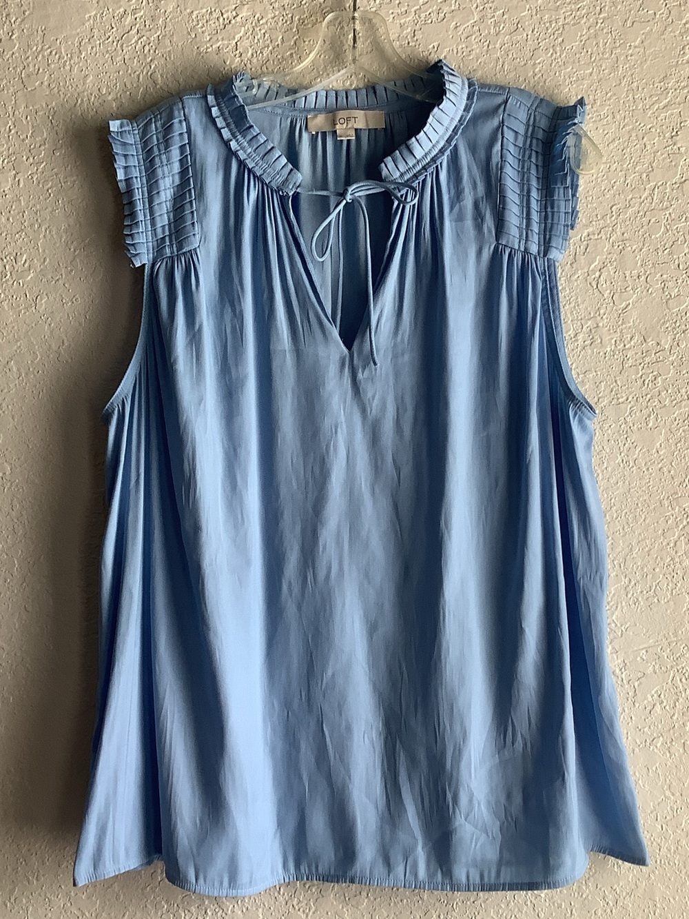 LOFT Sky Blue Ruffle Tie-Neck Sleeveless Camisole